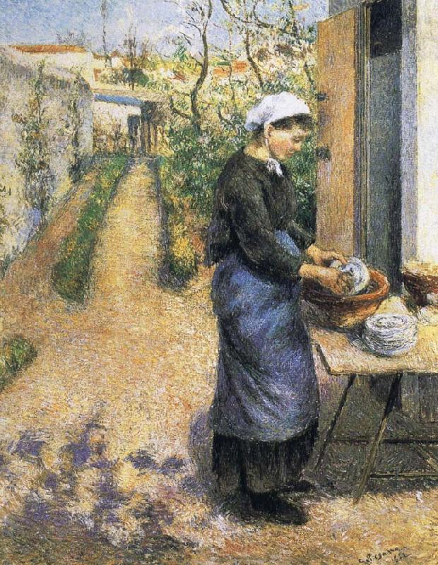 Camille Pissarro Dish washing woman Sweden oil painting art